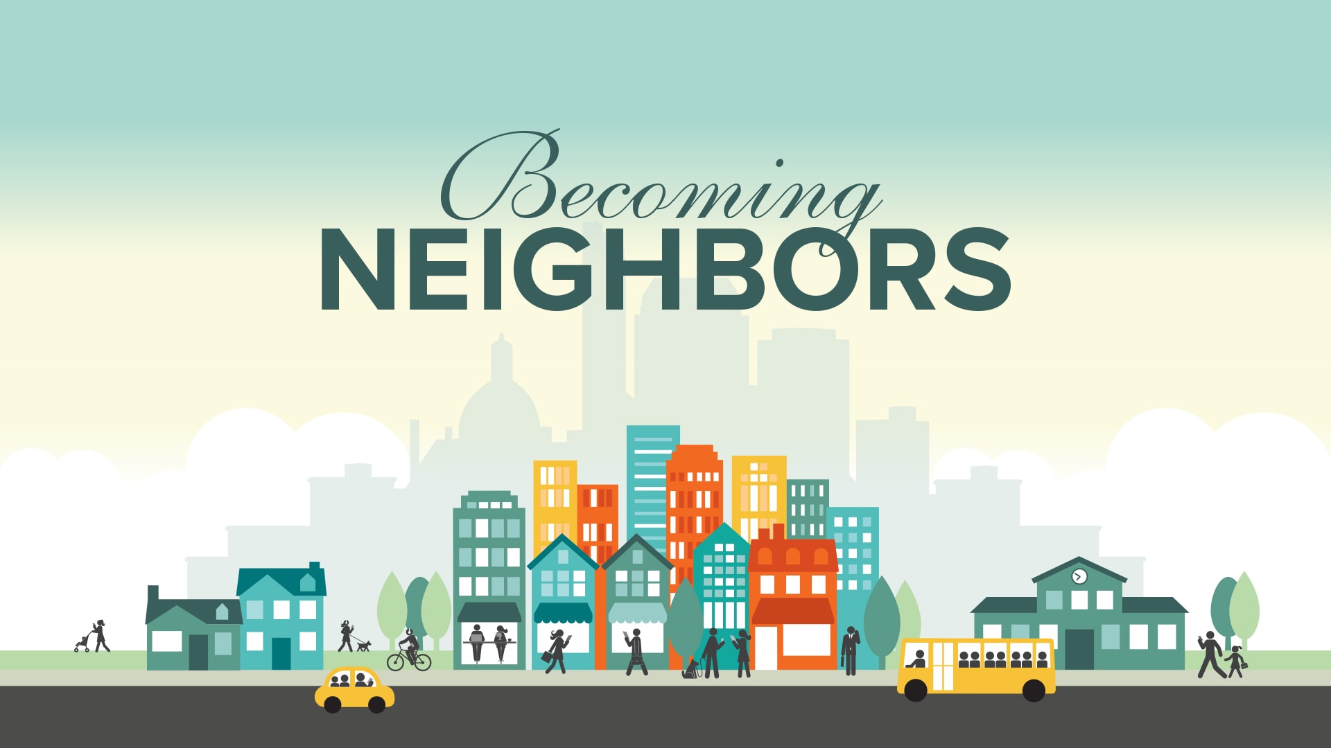 Becoming Neighbors sermon series logo.